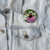 Tiger Swallowtail Butterfly Coneflower Pin Button (In situ)