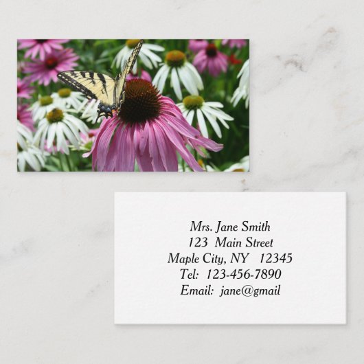 Tiger Swallowtail Butterfly Flower Visitekaartje (Voorkant / Achterkant)