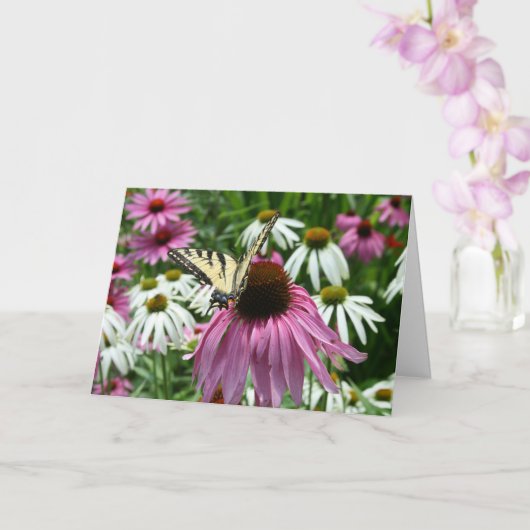 Tiger Swallowtail Butterfly Flower Wenskaart Kaart (Orchidee)