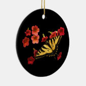 Tiger Swallowtail Butterfly op Red Flowers Keramisch Ornament (Rechts)