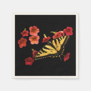 Tiger Swallowtail Butterfly op Red Flowers Servet