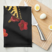 Tiger Swallowtail Butterfly op Red Flowers Theedoek (Quarter Fold)