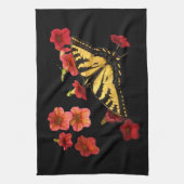 Tiger Swallowtail Butterfly op Red Flowers Theedoek (Verticaal)