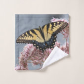 Tiger Swallowtail Butterfly op Roze Wilde bloem Washandje (Wasdoekje)