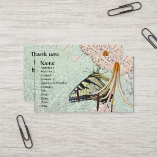 Tiger Swallowtail Butterfly op Turks Pet Lily Visitekaartje