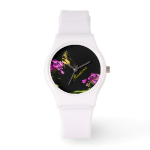 Tiger Swallowtail Butterfly op Wilde Phlox Horloge