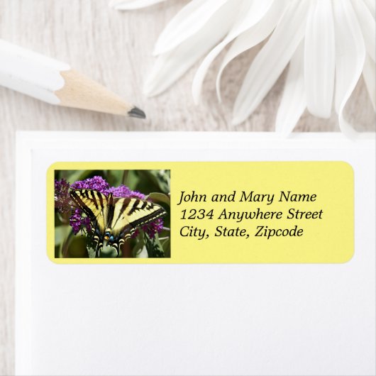 Tiger Swallowtail Butterfly Photo Return Address Etiket (Insitu)
