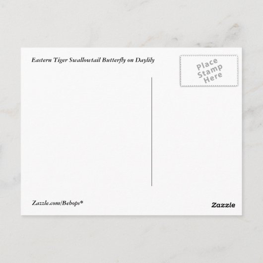 Tiger Swallowtail op Daylily Briefkaart (Achterkant)