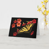 Tiger Swallowtail op Red Flowers Kaart (Gele Bloem)