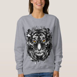 Tiger Sweatshirt | Tekening van zwarte en witte ti