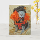 Tiger tabby cat Halloween-hekkaart Kaart (Gele Bloem)