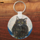 Tiger Tabby Cat Moon Night Maureen Girard Sleutelhanger (Voorkant)