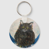 Tiger Tabby Cat Moon Night Maureen Girard Sleutelhanger (Achterkant)