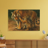 Tiger Tenderness - ouder en welp in het bos Canvas Afdruk (Insitu (Woonkamer))