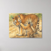 Tiger Tenderness - ouder en welp in het bos Canvas Afdruk (Voorkant)