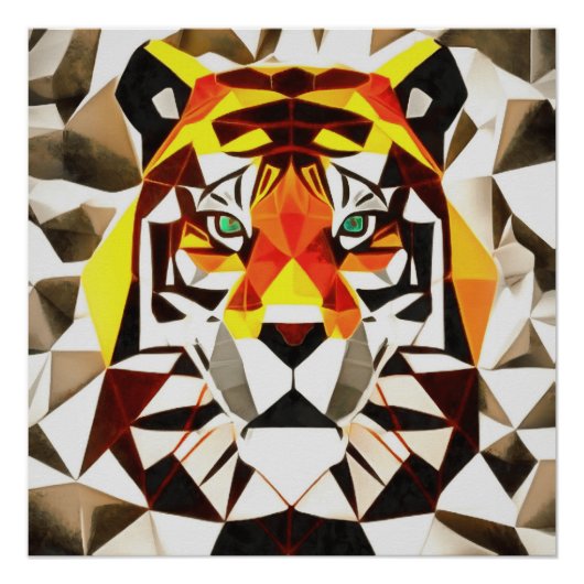 Tiger Tiger Fearful Symmetry Geometric Art Perfect Poster (Voorkant)