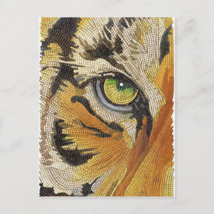 "Tiger Tiles" Waterverf Tiger Face Mosaic Briefkaart