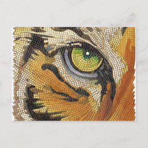 "Tiger Tiles" Waterverf Tiger Face Mosaic Briefkaart