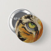 "Tiger Tiles" Waterverf Tiger Face Mosaic Ronde Button 5,7 Cm (Voorkant /achterkant)