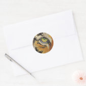 "Tiger Tiles" Waterverf Tiger Face Mosaic Ronde Sticker (Envelop)