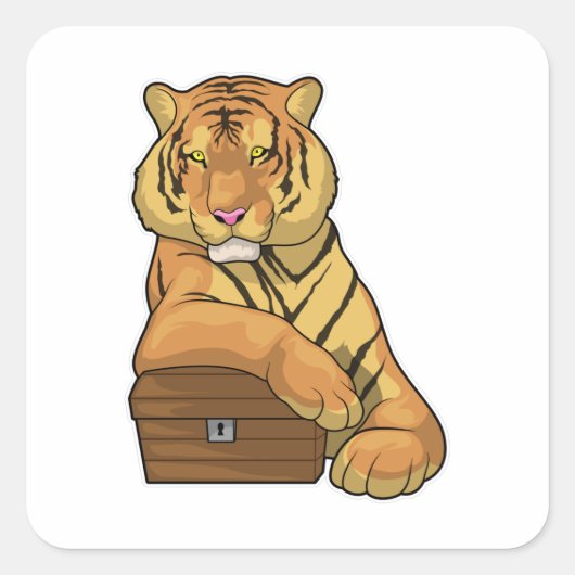 Tiger Treasurerborst Vierkante Sticker (Voorkant)