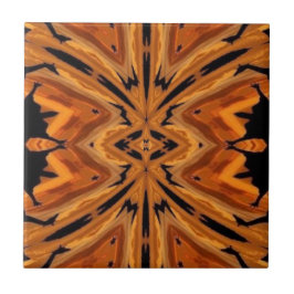 Tiger Tribal Moderne Abstracte Kunst Oranje Golden Tegeltje
