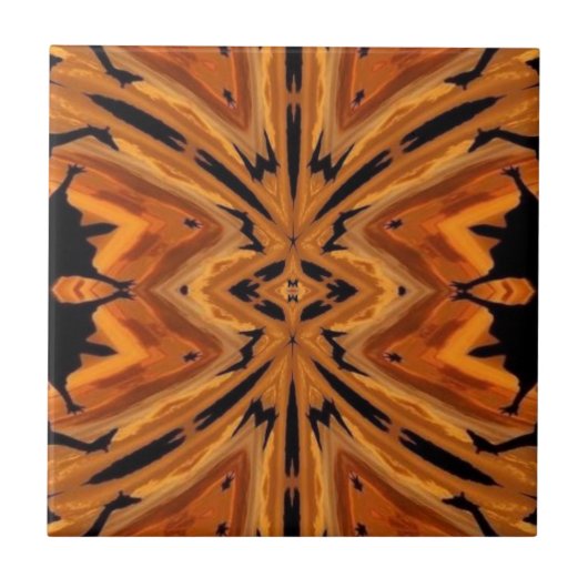 Tiger Tribal Moderne Abstracte Kunst Oranje Golden Tegeltje (Voorkant)