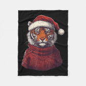 Tiger Ugly Sweater Kerstman Hoed Kerstmis Fleece Deken (Voorkant)