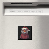 Tiger Ugly Sweater Kerstman Hoed Kerstmis Magneet (Insitu (Vaatwasser))