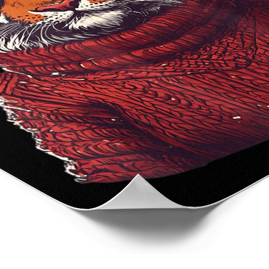 Tiger Ugly Sweater Kerstman Hoed Kerstmis Poster (Hoek)