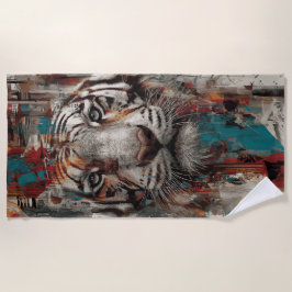 Tiger Urban Street Art Portrait Strandlaken