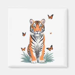 Tiger Vector Schilderen Schattig Fun Animal Spelen Magneet