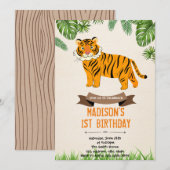 Tiger verjaardagsdouche uitnodiging (Voorkant / Achterkant)