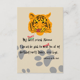 Tiger verjaardagsfeestje  kaart