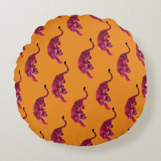 Tiger - Vibrant Pink Rond Kussen