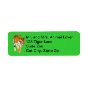 Tiger Walking Digitale Schilderen Adresetiketten Etiket