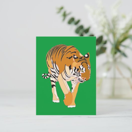 Tiger Walking Digitale Schilderen Briefkaarten (Staand voorkant)