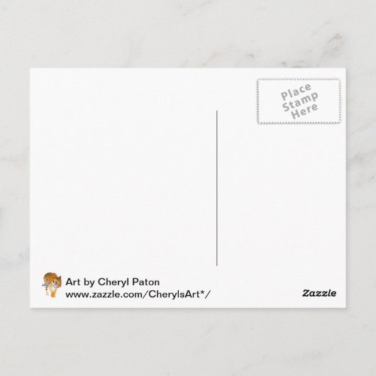 Tiger Walking Digitale Schilderen Briefkaarten (Achterkant)