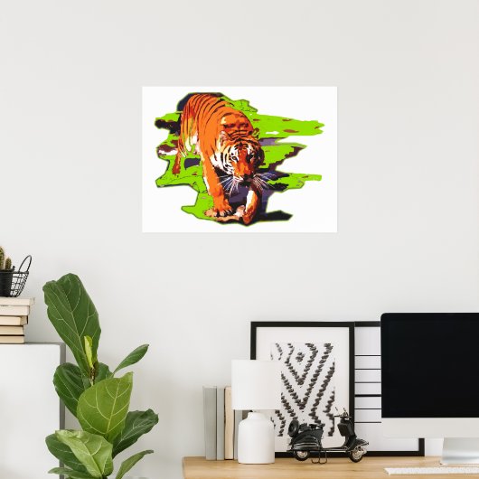Tiger Walking Pop Art Poster (Thuiskantoor)