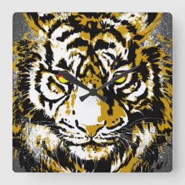 Tiger Wall Clock - Tiger Head Clock Vierkante Klok