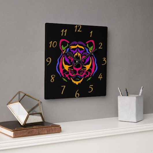 Tiger Wall Clock Vierkante Klok (Kantoor)
