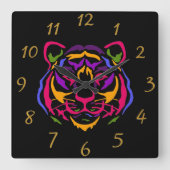 Tiger Wall Clock Vierkante Klok (Voorkant)