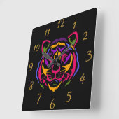 Tiger Wall Clock Vierkante Klok (Hoek)