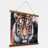 Tiger Waterverf Grunge Hangend Wandkleed (Gebogen)