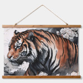 Tiger Waterverf Grunge Hangend Wandkleed (Voorkant 2)