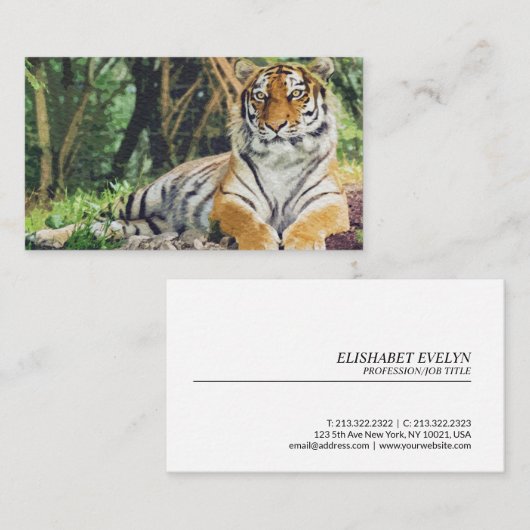 Tiger Waterverf schilderkunst Visitekaartje (Voorkant / Achterkant)