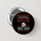 Tiger Wearing Santa Hat Xmas Lights Merry Christma Ronde Button 5,7 Cm (Voorkant /achterkant)