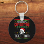 Tiger Wearing Santa Hat Xmas Lights Merry Christma Sleutelhanger (Voorkant)