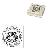 Tiger, Wild Cat Round Address Rubberstempel (Gestempeld)