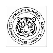 Tiger, Wild Cat Round Address Rubberstempel (Afrduk)